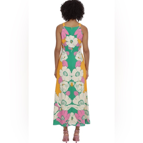 Maggy London Floral Mimosa Dress Size 0 NWT Floral Maxi Dress in Green and Pink - Picture 7 of 9